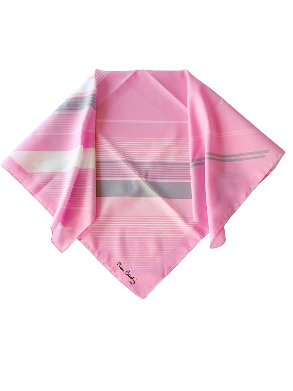Vintage Pierre Cardin Paris Pink Geometric Scarf – 31" x 30"